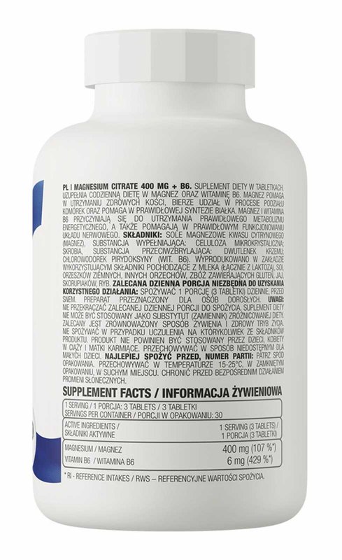 Citrato de Magnésio 400 mg + B6