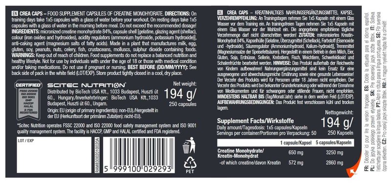 Creatina em cápsulas