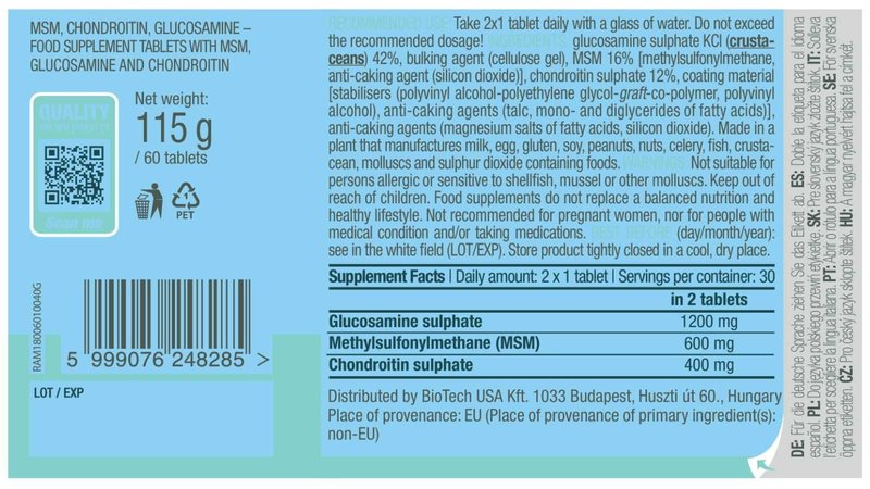 MSM Chondroitin Glucosamina