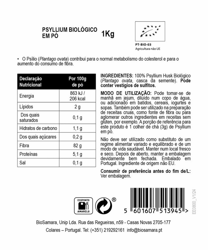 Psyllium Husk Biológico em pó
